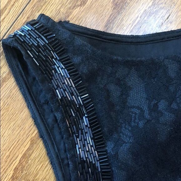hale Bob Beaded Lace Sheath Black Mini Dress Sz S - Picture 3 of 9